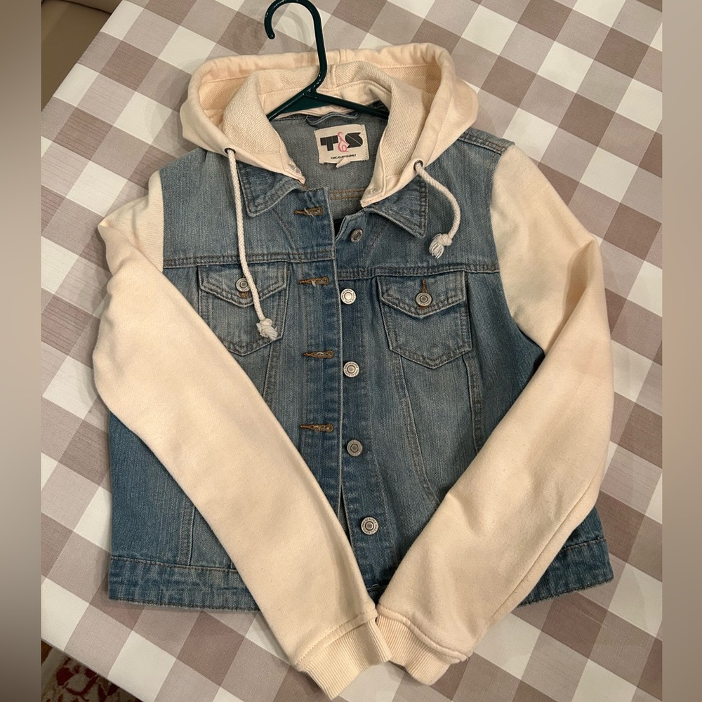 Denim jacket with removable hood TEEN
